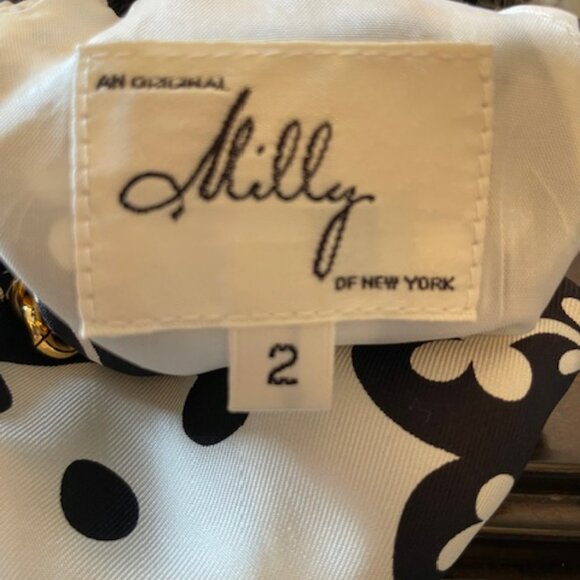 Milly 100% Silk Black White Medallion Scarf Print Halter Top Gold Chain Accent 2 - Picture 4 of 7